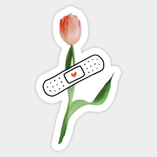 Tulip with band aid patch Sticker